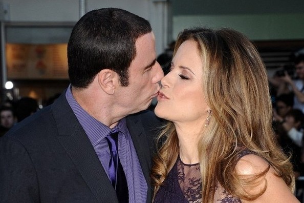 John Travolta in public display of affection with wife Kelly Preston