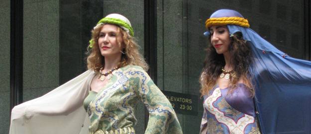 Izmir Olgunlasma Fashion Institute models modeling clothing during the Chicago Turkish Festival Fashion Show at Daley Plaza in Chicago, Illinois