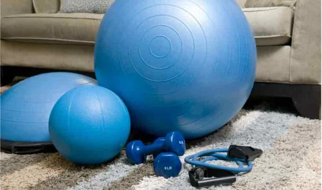 dumbbell set and exercise ball