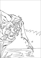 Rafiki and Simba coloring page