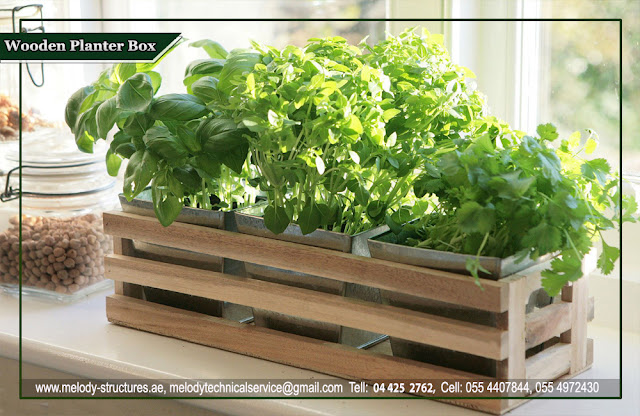 Wooden Planter Box with fence in Dubai | Planter Box Design