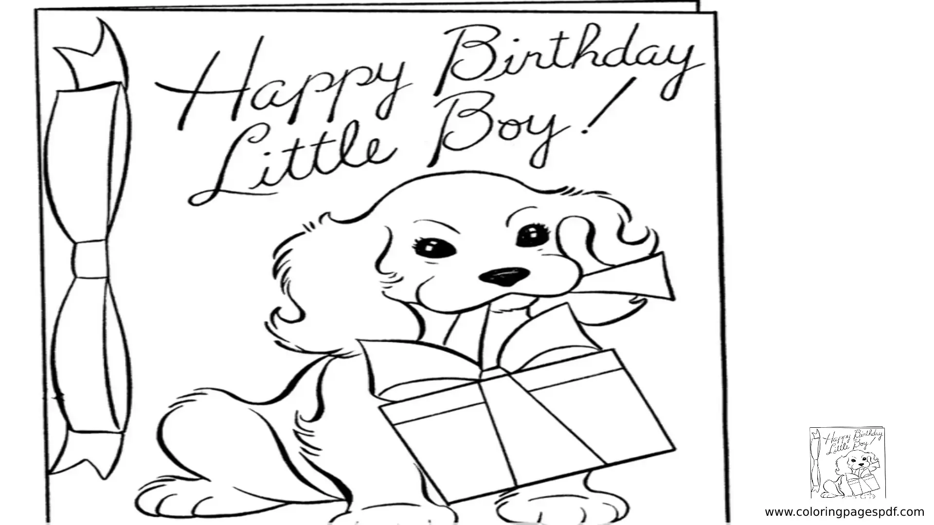 Coloring Pages Of A Dog Holding A Birthday Gift