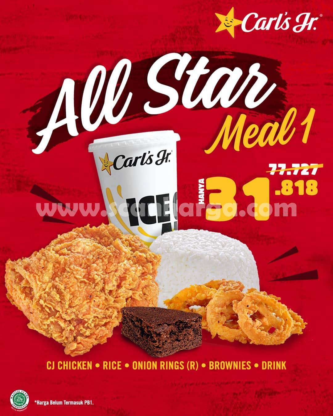 CARL’S JR Promo Paket ALL STAR MEAL 1 – Harga hanya Rp. 31.818