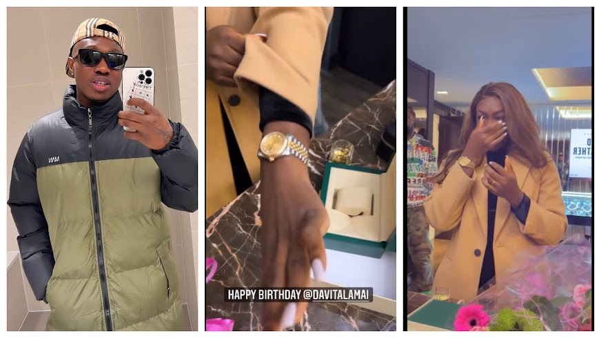 Lovely moment as Zlatan child's mother goes emotional as he gifts her a rolex watch for her 25th birthday (Video)