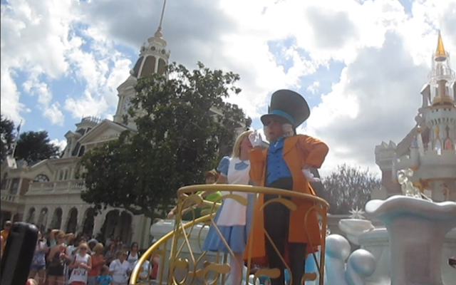 Mad Hatter and Alice Characters in Walt Disney World Parade