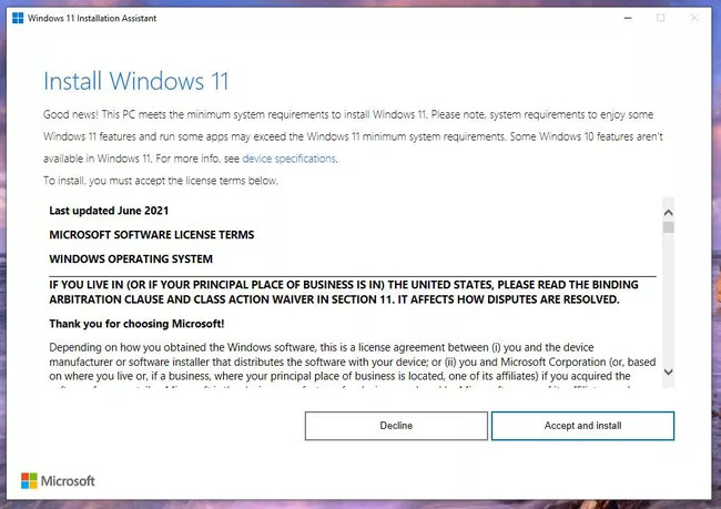 Menerima dan Menginstal Windows 11