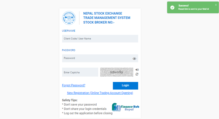 How to reset NEPSE Password