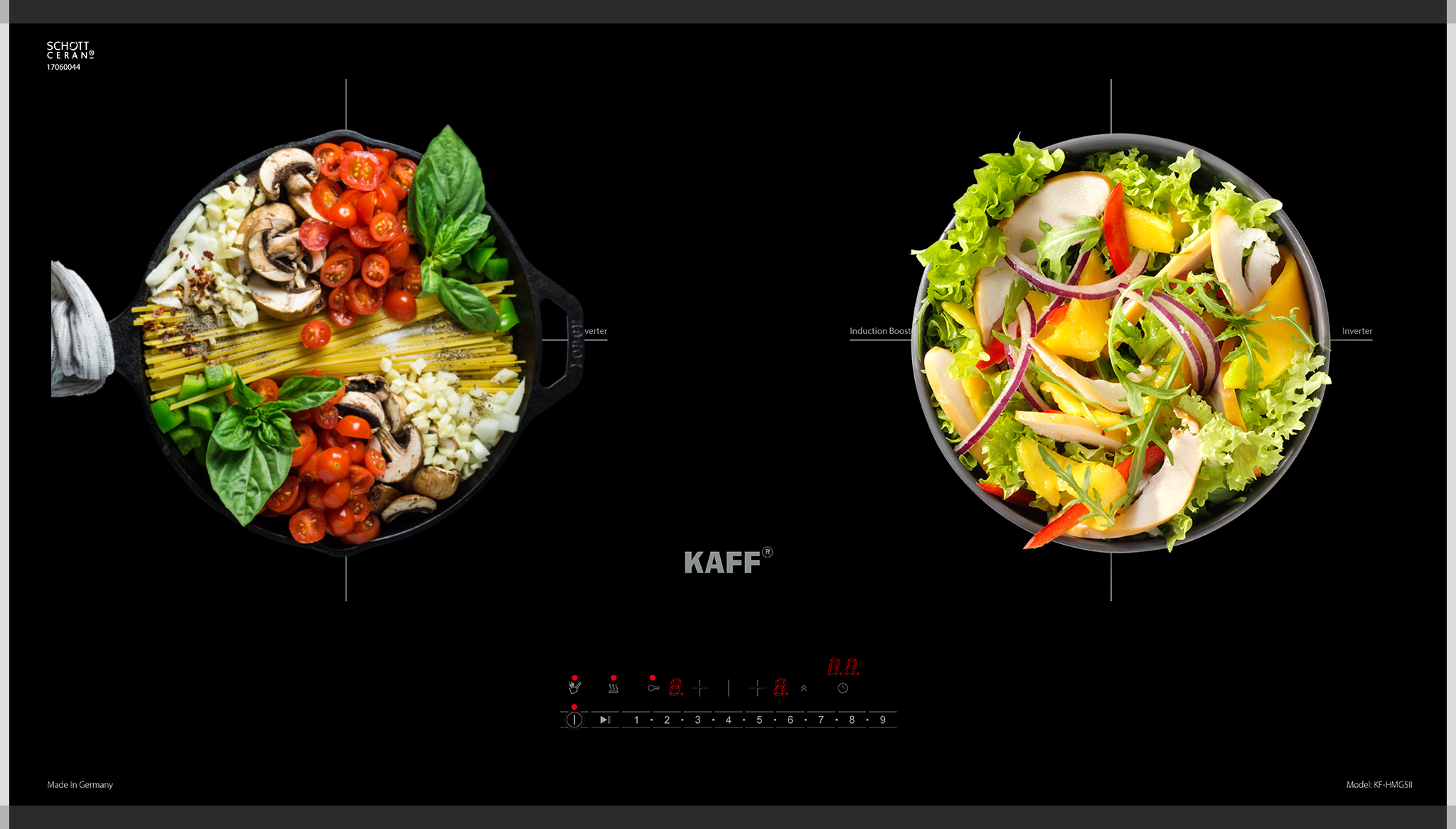 Bếp từ Kaff KF-HMG5II được ứng dụng công nghệ Inverter giúp tiết kiệm tối đa điện năng mà bếp vẫn đạt hiệu suất xử lý cao nhất trong quá trình sử dụng.