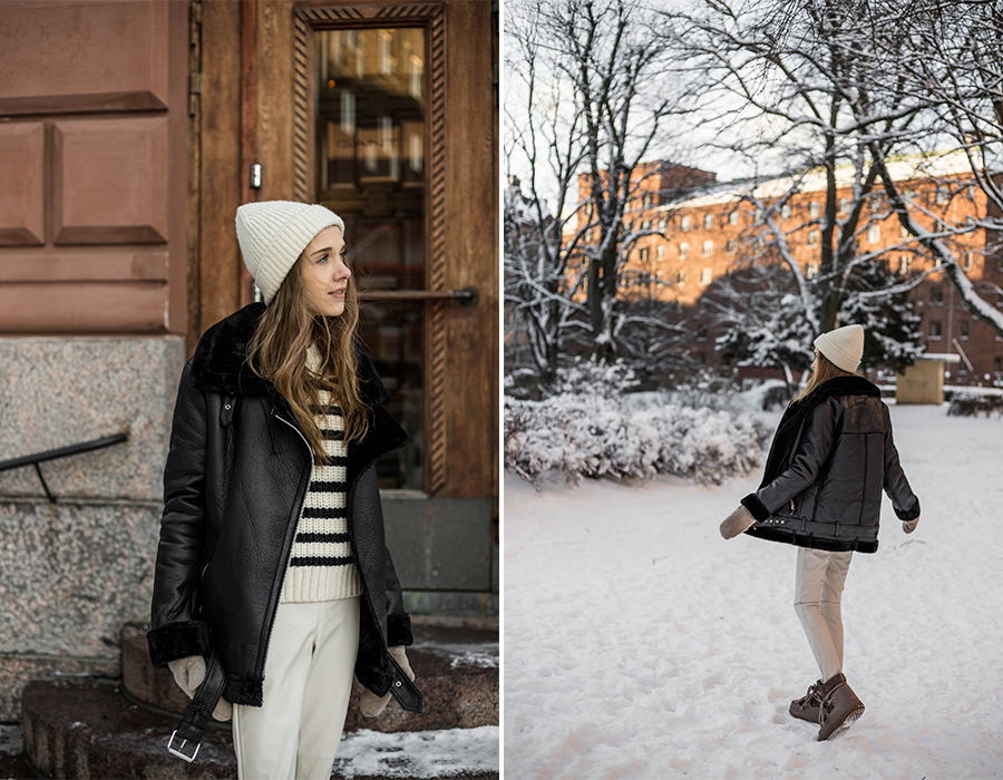 Kuinka yhdistää raidallinen neule talvella // How to style striped knit for winter