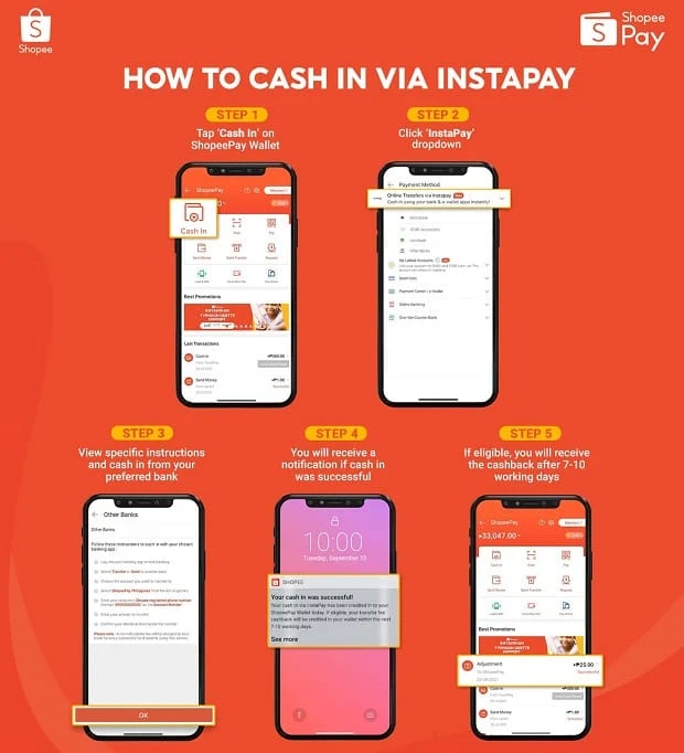 How to cash in to your ShopeePay Wallet via InstaPay and enjoy up to P25 cashback on your InstaPay fee?