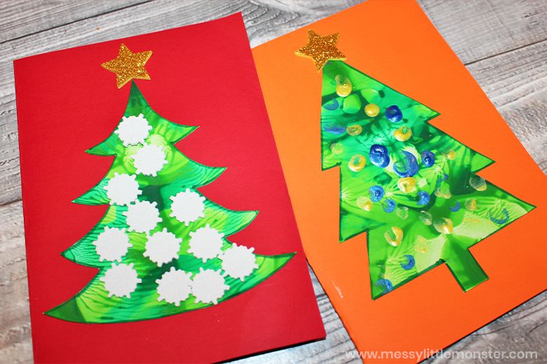 Squish Art Christmas tree craft - Christmas art projects for preschoolers