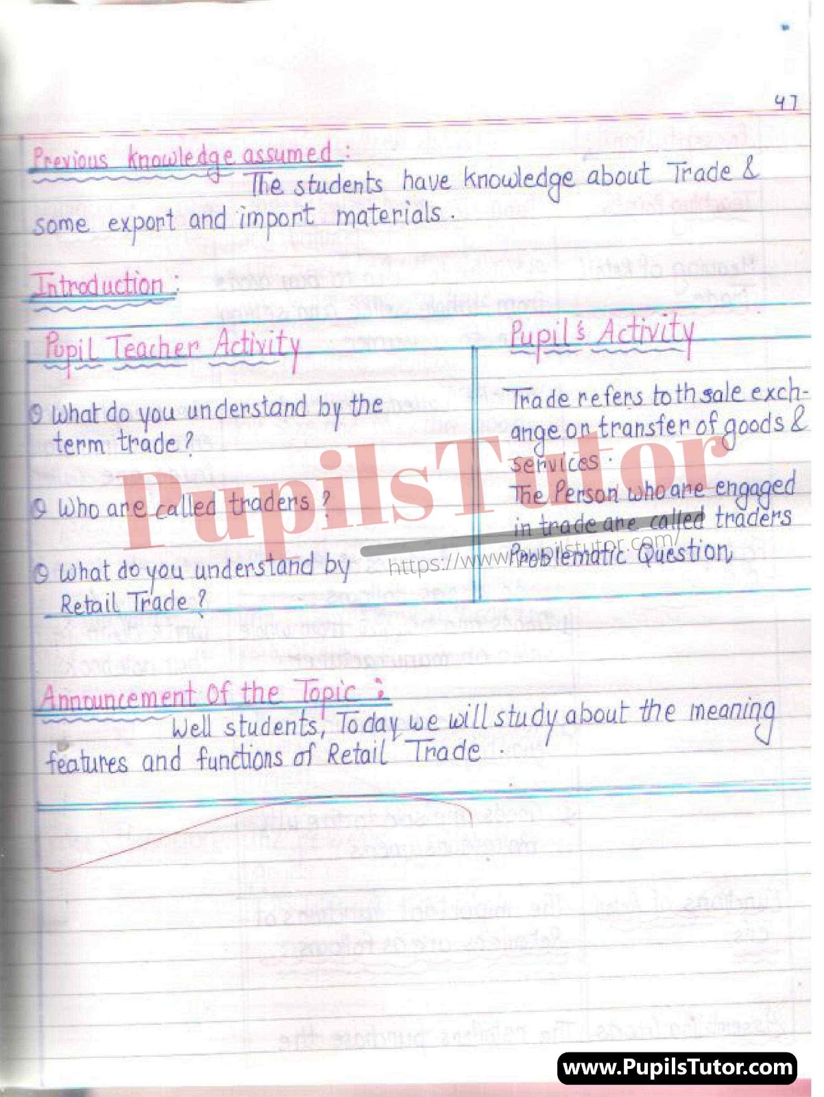 Class/Grade 11 And 12 Commerce Lesson Plan On Retail Trade Features And Functions For CBSE NCERT KVS School And University College Teachers – (Page And Image Number 3) – www.pupilstutor.com