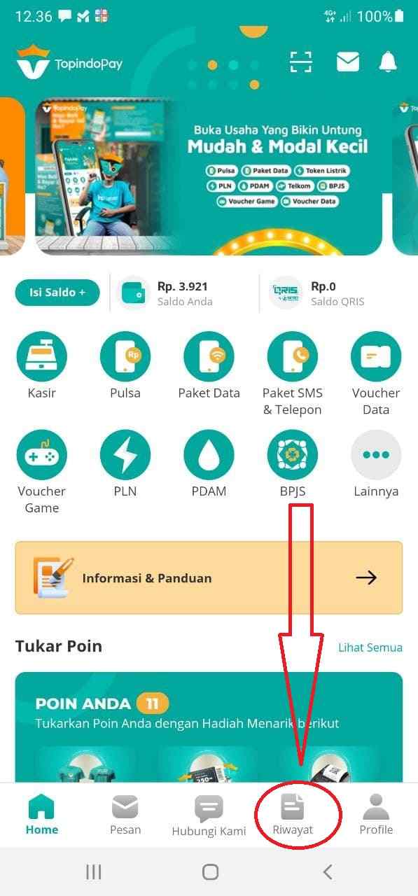 Cara Melihat Riwayat Transaksi di Topindopay