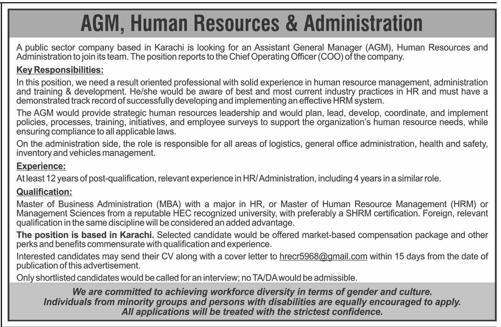 Public Sector Company Karachi Jobs 2021