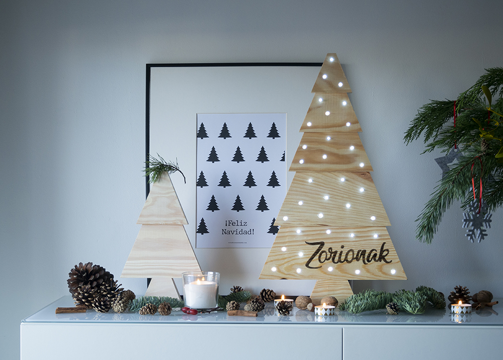 DIY Pino navideño de madera con luces led_Decorar en familia20