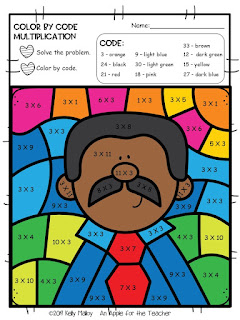 Martin Luther King Jr. Day Color By Number Multiplication