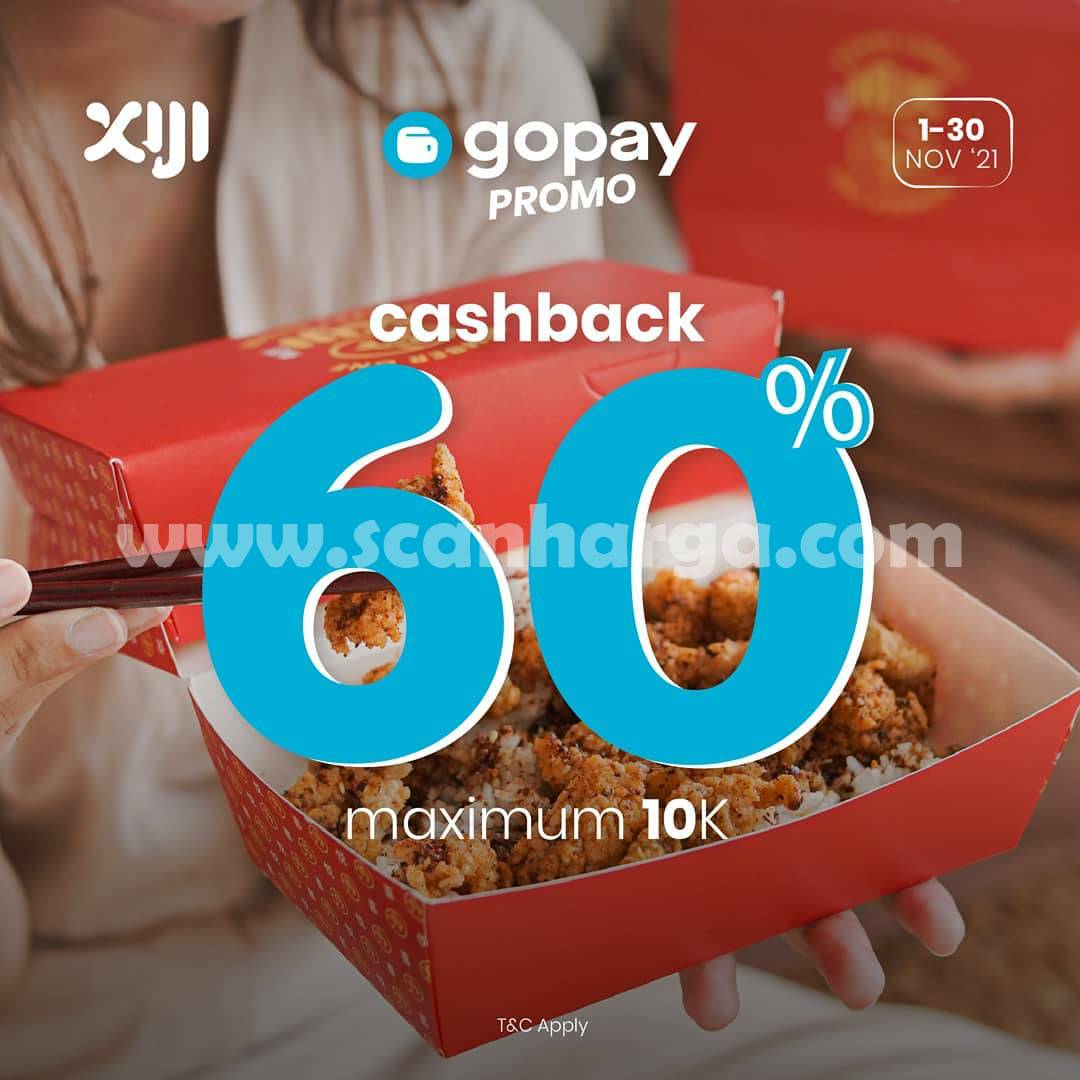 Promo XIJI Street Snack Cashback 60% Khusus Transaksi Pakai Gopay