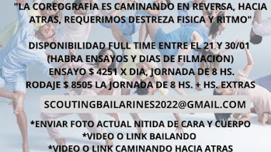 CASTING en ARGENTINA: Se buscan BAILARINES/AS entre 18 y 60 años para PUBLICIDAD INTERNACIONAL