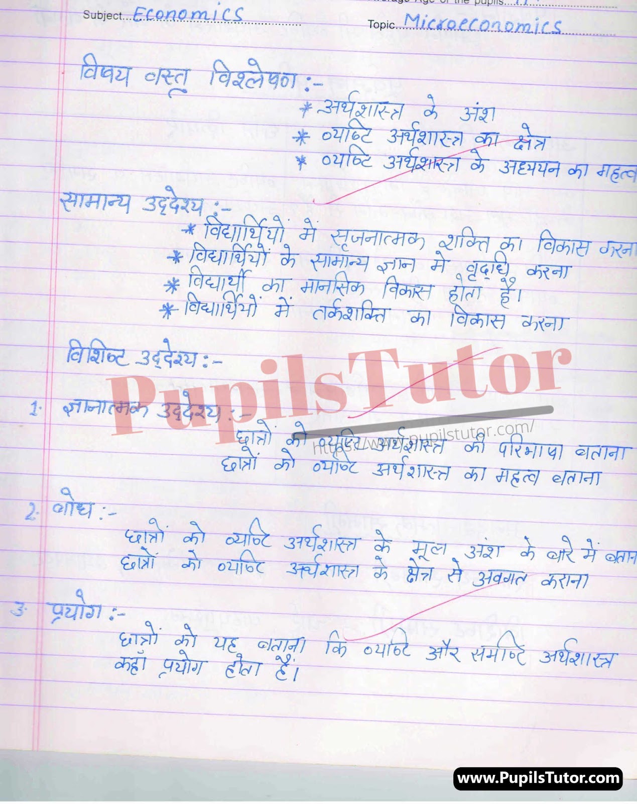 Vyashti Arthashastra Lesson Plan | Micro Economics Lesson Plan In Hindi For Class 11 And 12 – (Page And Image Number 1) – Pupils Tutor