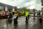 Polsek Kutasari Bantu Evakuasi Pohon Tumbang Akibat Hujan Angin