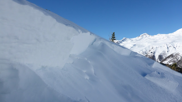 Zona di distacco, altezza del distacco: fino a 70 cm. (Foto: Servizio prevenzione valanghe, Alto Adige, 09.02.2022)