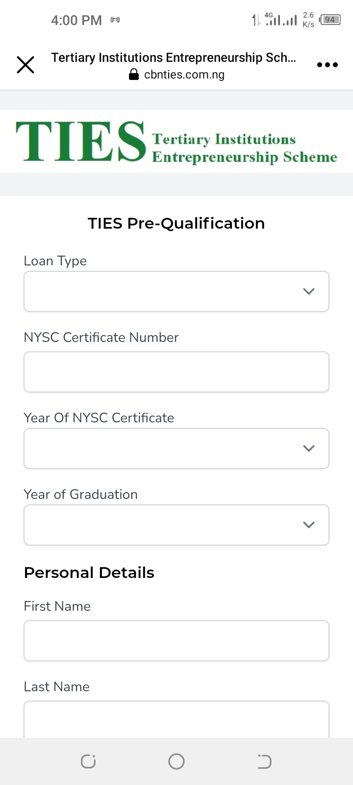 Portal Just Open: Apple For CBN Tertiary Institutions Entrepreneurship Scheme (TIES) [Tier 2 - Small Company / Enterprise -25m and Tier 1 – Sole Proprietorship - 5m]