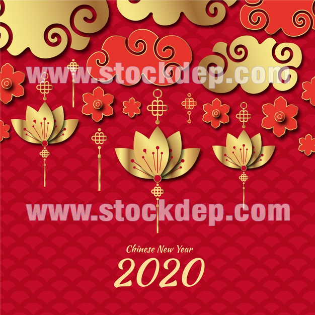 Background chinese new year in paper style Free Vector eps