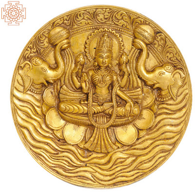 Goddess Lakshmi Wall Hanging Brass Plate