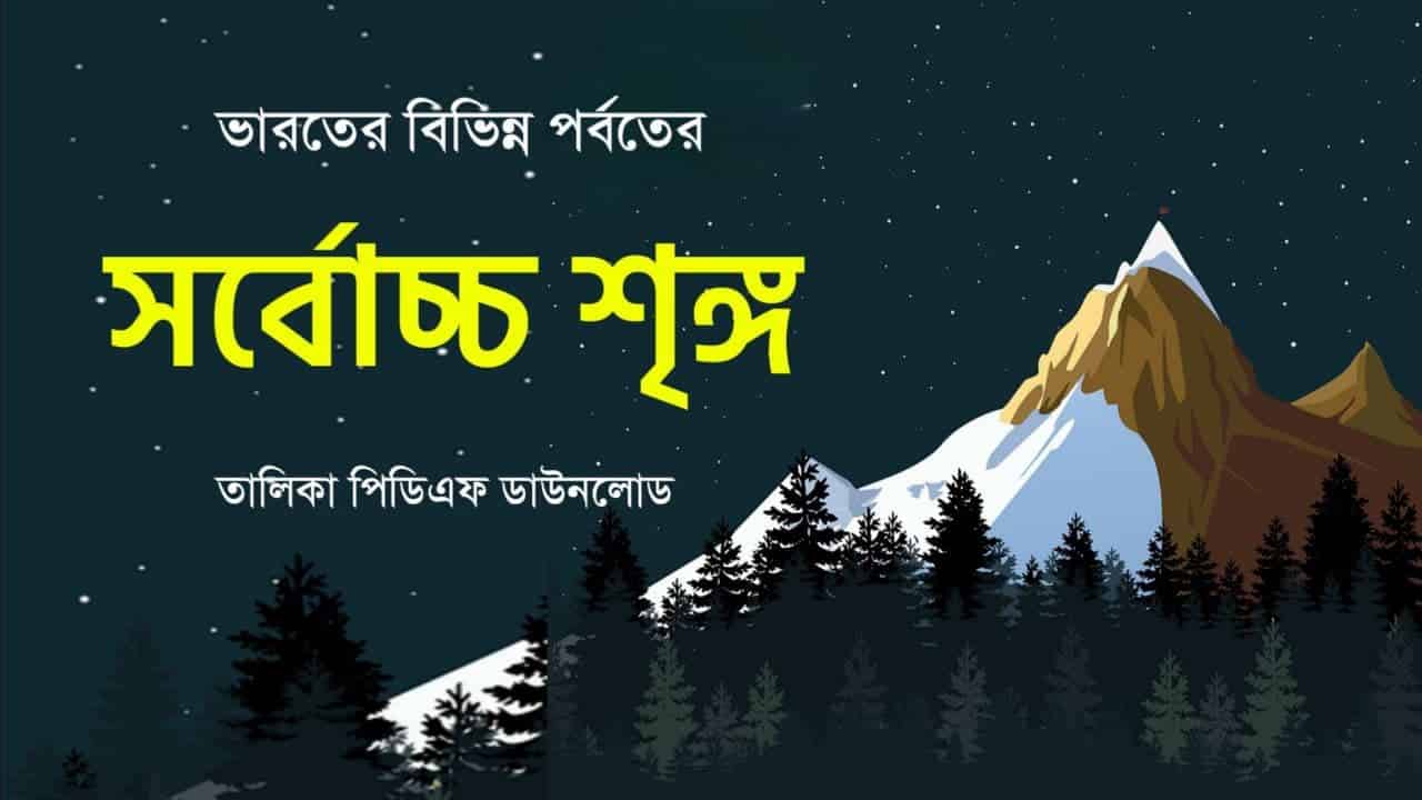 বিভিন্ন পর্বতের সর্বোচ্চ শৃঙ্গ তালিকা PDF