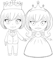 Cute Princess and prince coloring page