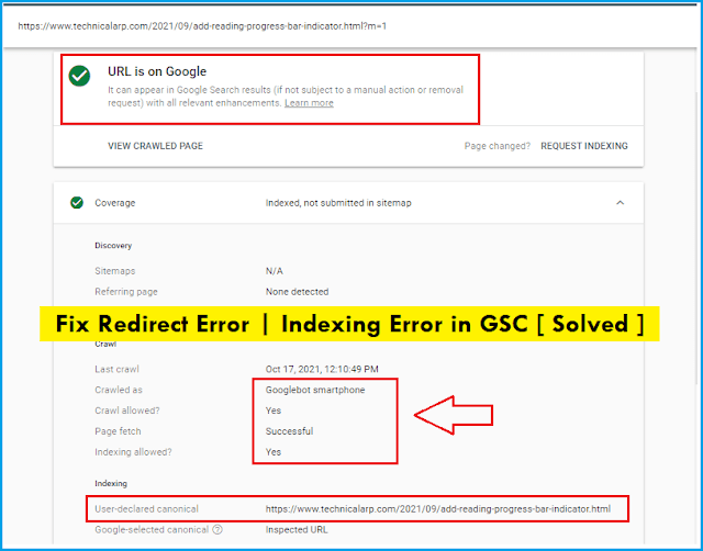 solved redirect error indexing error google search console