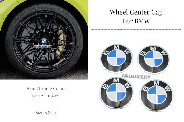 Blue Chrome Wheel Center Cap Size 58mm For BMW - Sticker Emblem