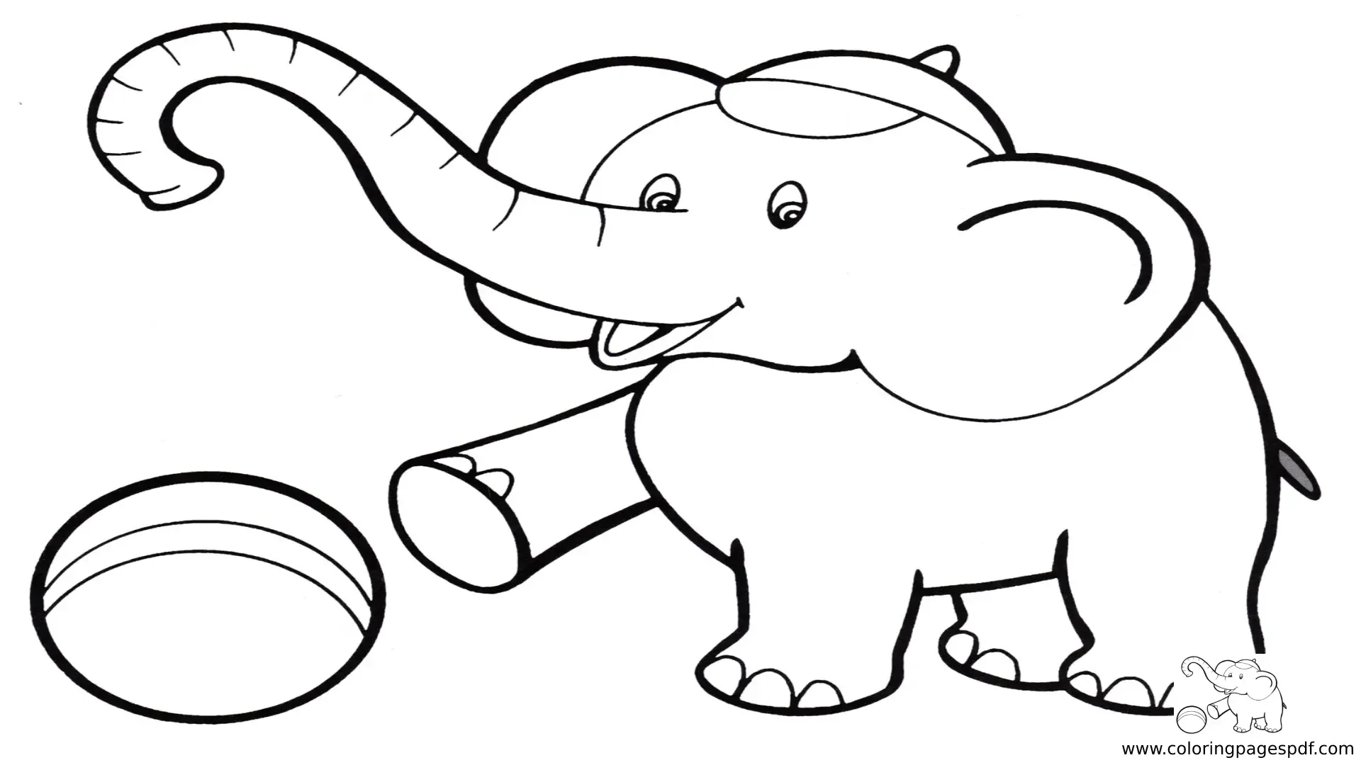 Coloring Pages Of A Small Elephant Playing With Ball