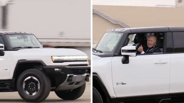 [VIDEO] Joe Biden s'éclate au volant d'un Hummer électrique de 1000 CV