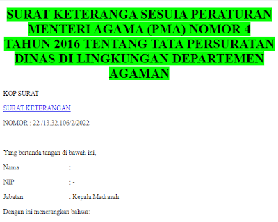 SURAT KETERANGAN  NOMOR : 22 /13.32.106/2/2022    Yang bertanda tangan di bawah ini,  Nama		                :   NIP		                        : -  Jabatan	                	: Kepala Madrasah  Dengan ini menerangkan bahwa:   Nama		                : NONIK AYU   Tempat, tanggal lahir	: Jember, 09 September 2006  Jenis Kelamin	        	: Perempuan  Kelas		                : IX B  Nama Orang Tua		:     Yang bersangkutan di atas adalah benar-benar siswa Madrasah Tsanawiyah AlBadar pada tahun pelajaran 2021/2022.  Demikian surat keterangan ini kami buat dengan sebenarnya untuk dapat diproses sebagaimana