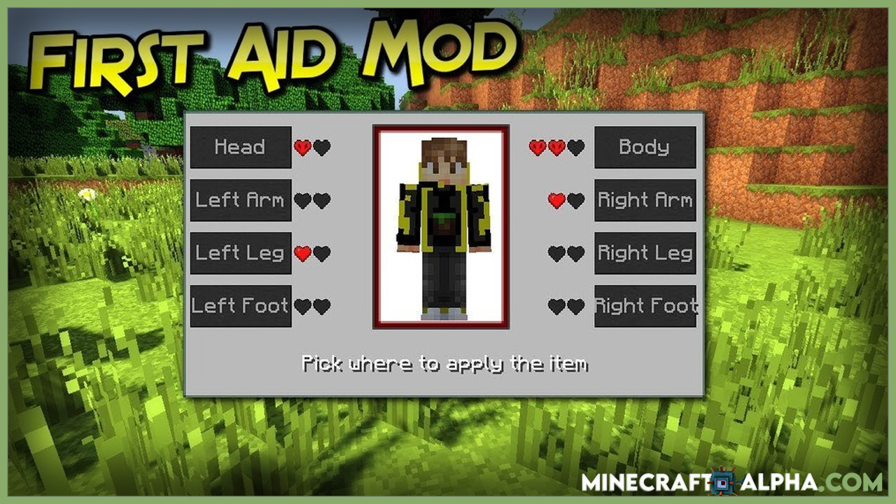 Minecraft First Aid Mod 1.17.1 (New Health System )