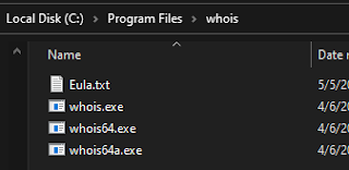 where whois is the folder containing the EXE