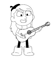Hilda playing guitar coloring page