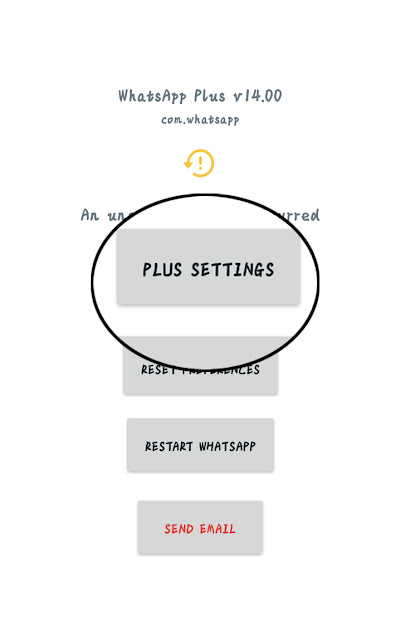 Unlock WhatsApp Plus without Pin or Pattern - click on Plus Settings button,