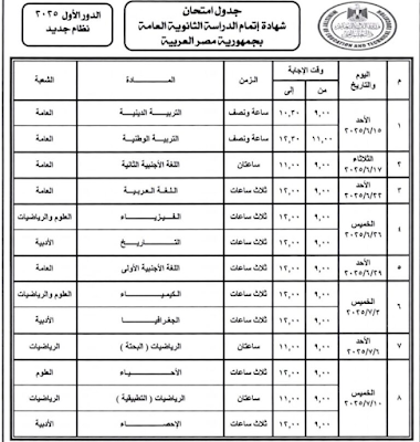 تفاصيل شاملة عن جدول امتحانات الثانوية العامة 2025 بعد اعتماده مع إضافة ميزة جديدة: "نصائح للاستعداد الأمثل للامتحانات"