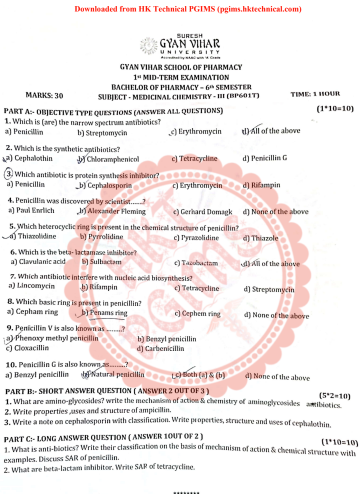 BP601T Medicinal chemistry III BPharmacy 6th Semester