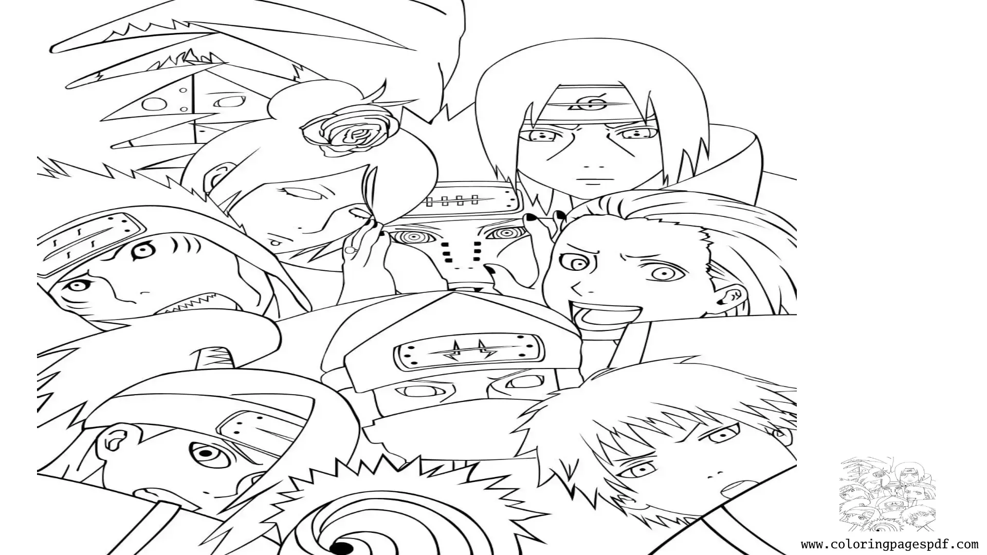 Coloring Pages Of Akatsuki Members Taking A Picture
