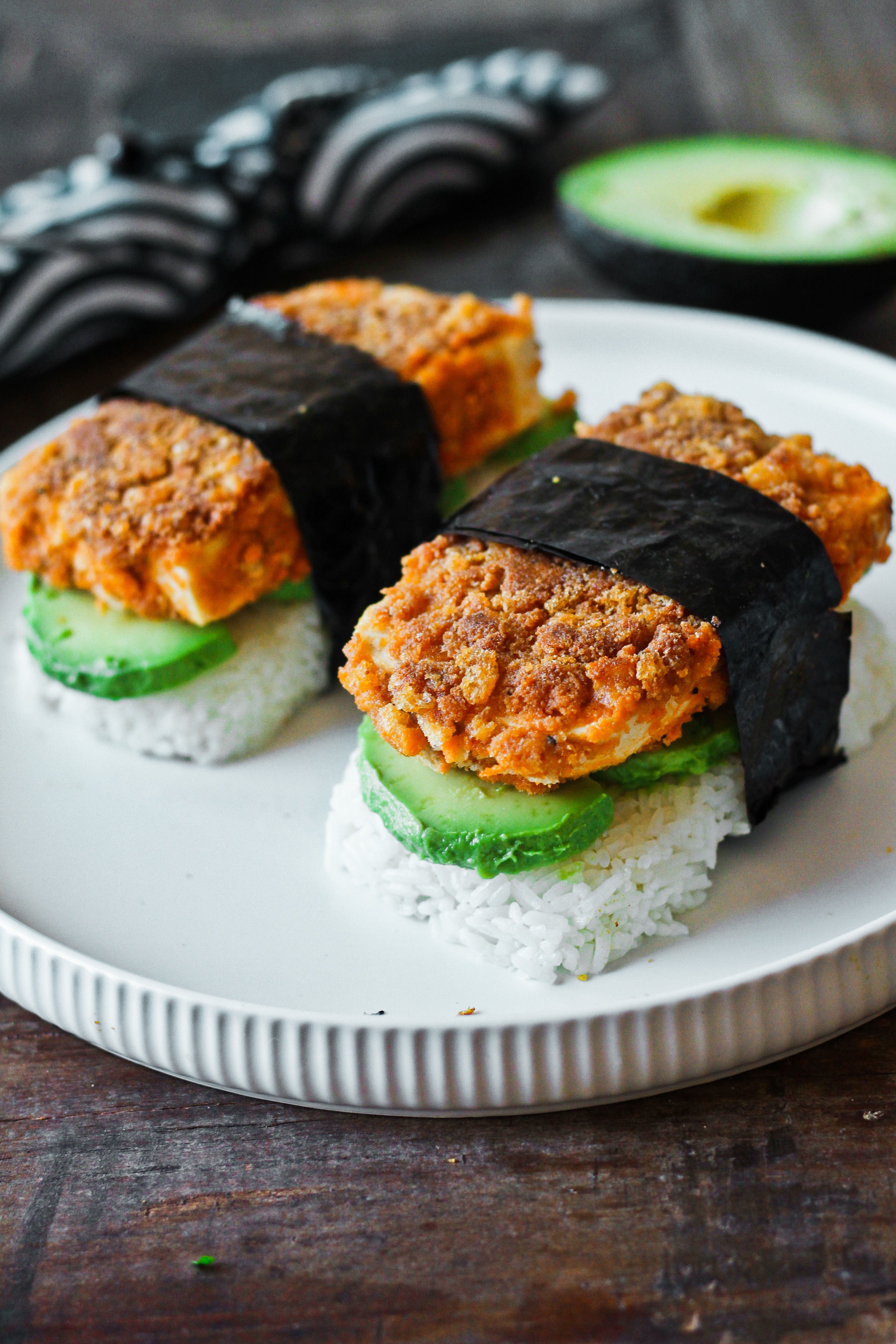 Vegan Spam Musubi with Gluten Free Teriyaki Sauce