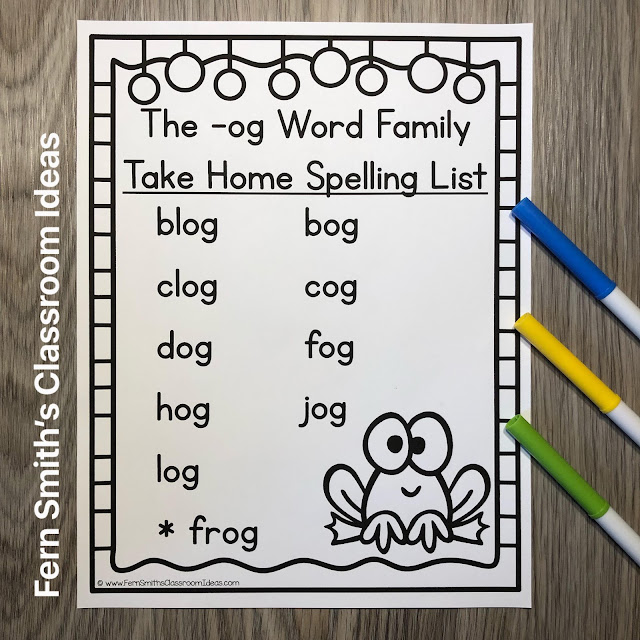 Click Here to Download The New & Improved -og Word Family Spelling Unit to Use in Your Classroom Today!