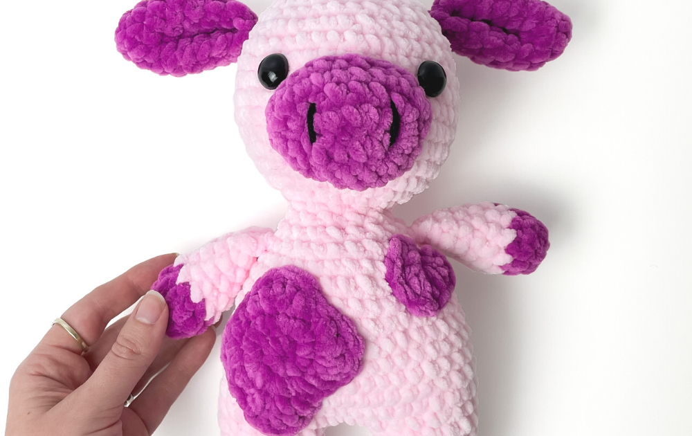 Cow crochet plush, 10 in/25cm, soft yarn amigurumi