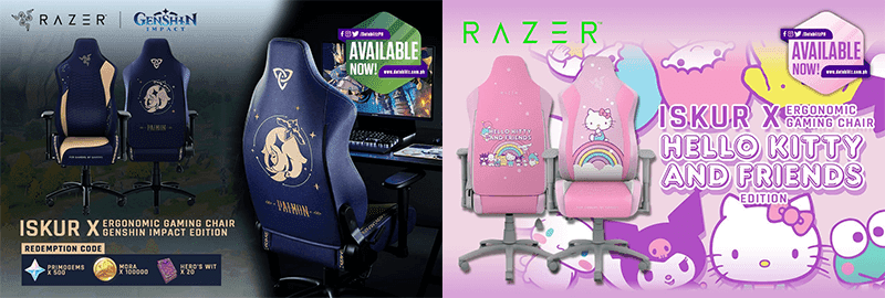 Razer Iskur X Ergonomic Gaming Chair Hello Kitty and Genshin Impact Edition now available via DataBlitz!