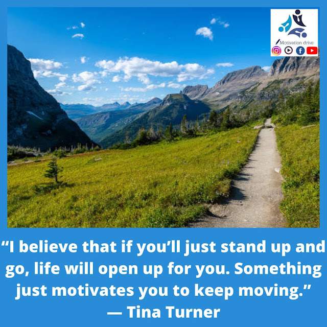 “I believe that if you’ll just stand up and go, life will open up for you. Something just motivates you to keep moving.” — Tina Turner