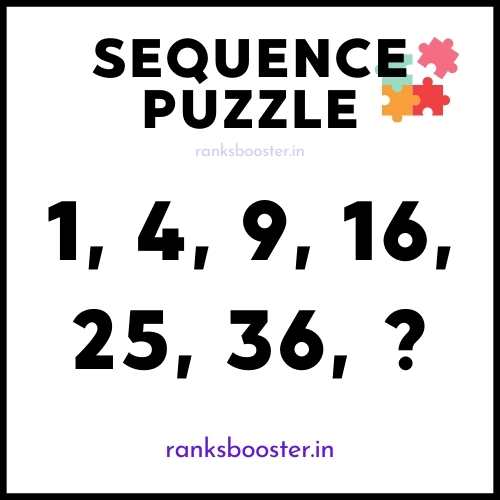 What is the next number in the sequence 1, 4, 9, 16, 25, 36, ?