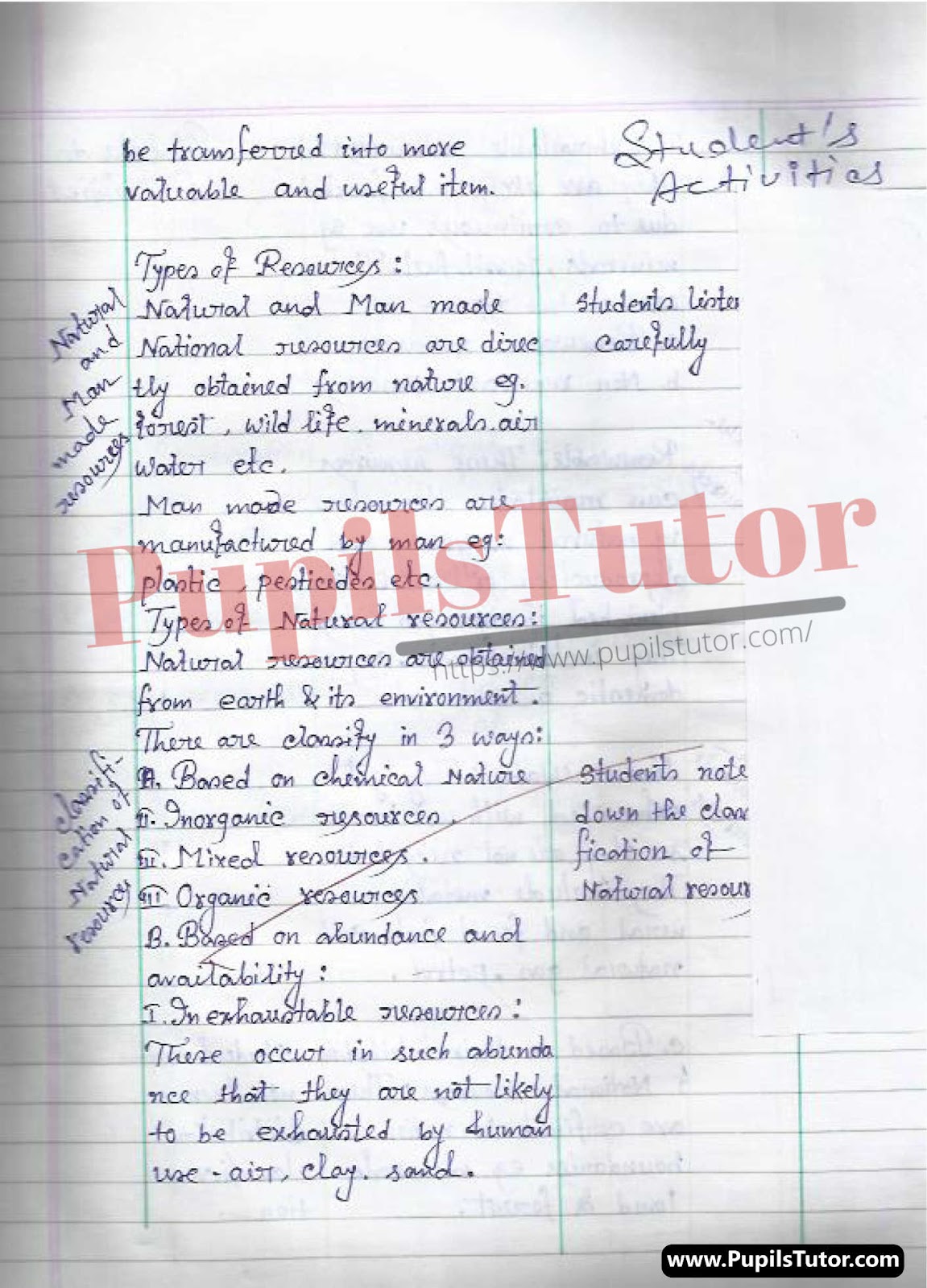 Class/Grade 9 And 10 Biological Science Mega Teaching  Lesson Plan On Natural And Man-Made Resources For CBSE NCERT KVS School And University College Teachers – (Page And Image Number 3) – www.pupilstutor.com