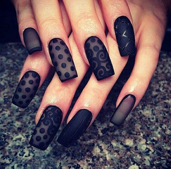 Black Lace Nail Design